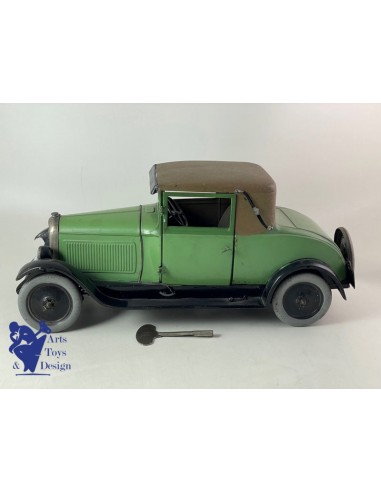 JOUET ANCIEN CITROEN FAUX CABRIOLET C6 1/10° 2 TONS DE VERT MECANIQUE VERS 1929 hantent personnes