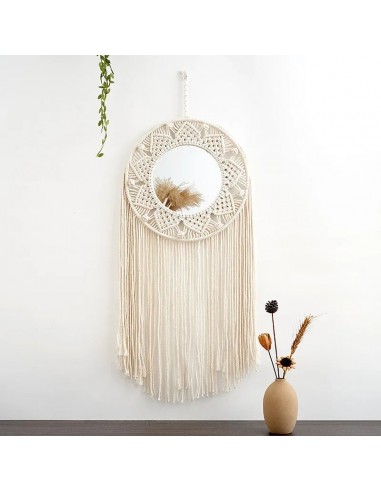 Miroir Décoratif Boho Nordic en Macramé pour Salon et Chambre rembourrage situé sous