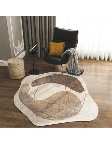 Tapis rond moderne en faux cachemire, tapis décoratif pour salon et chambre à coucher Fin de série