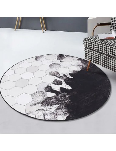 Tapis rond géométrique art déco gris prix