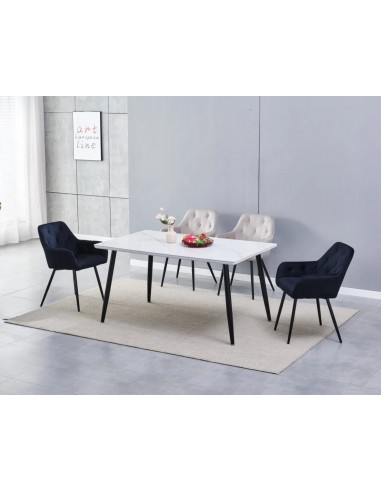 Table à manger MAELYS en céramique pieds noir JUSQU'A -70%! 