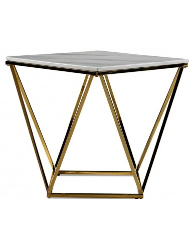 Table d'appoint bout de canapé ALINA en marbre blanc de la marque