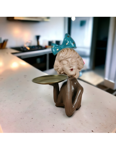 Figurine Élégance Rétro Pin-Up avec plateau - Cadeau d'Anniversaire Idéal 30 cm rembourrage situé sous