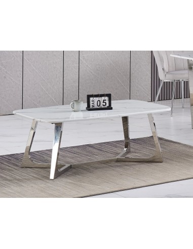 Table basse GOSSIP en marbre blanc de France