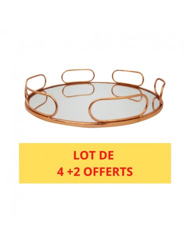 LOT DE 4 + 2 OFFERT PLATEAUX OR ROSE MIROIR prix pour 