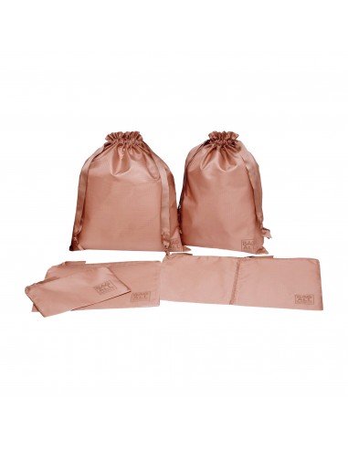 Packing Bags Set in Recycled Nylon, 5-pack, Pink/Blush pas cher 