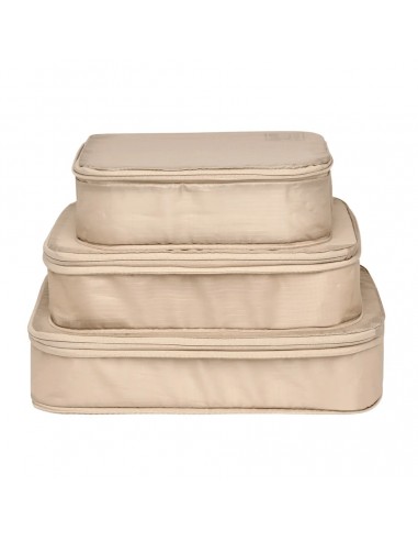 Re-cycled and Reinforced Nylon Compression Packing Cubes, 3-pack Taupe Comparez plus de prix