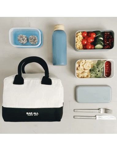 Stylish Monogram Lunch Box, Insulated, Cream pas cheres