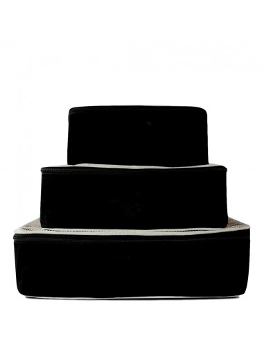 Cubes de rangement en Coton, Set de 3, Noire "Cotton Packing Cubes" brillant des détails fins