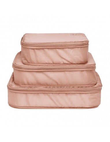 Cubes de compression en nylon recyclé et renforcé, Rose Poudré, Pack de 3 "Compression Packing Cubes" Jusqu'à 80% De Réduction