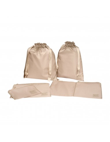 Packing Bags Set in Recycled Nylon, 5-pack, Taupe Paris Déstockage Promo