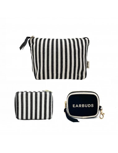 Handbag Organizer Trio: Trinket, Makeup & Earbud Cases, Striped vente chaude votre 