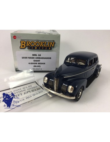 1/43 BROOKLIN BML 18 NASH AMBASSADOR EIGHT 4 DOOR SEDAN 1939 BLUE une grave pollution 