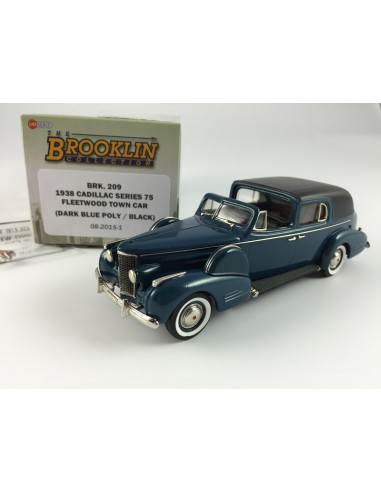 1/43 BROOKLIN 209 CADILLAC SERIE 75 FLEETWOOD TOWN CAR 1938 DARK BLUE POLY BLACK soldes