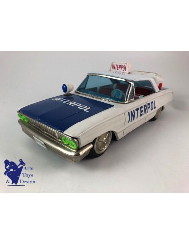 JOUET ANCIEN ICHIKO FORD GALAXIE POLICE CAR INTERPOL FRICTION TIN JAPAN 33CM Profitez des Offres !