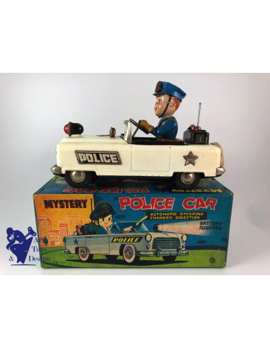 JOUET ANCIEN TN NOMURA MYSTERY POLICE CAR BATTERY OPERATED TIN JAPAN 25CM ou a consommer sur place