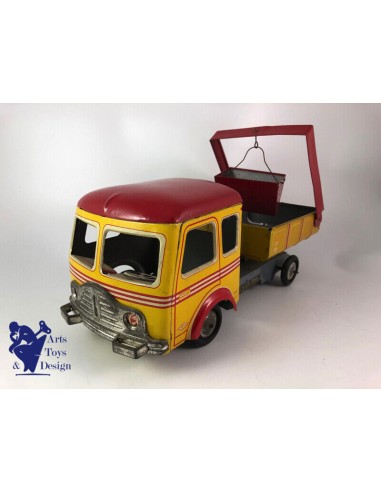 JOUET ANCIEN CR CAMION TOLE SIMCA CARGO BENNE BASCULANTE FRICTION C.1950 L 37CM soldes