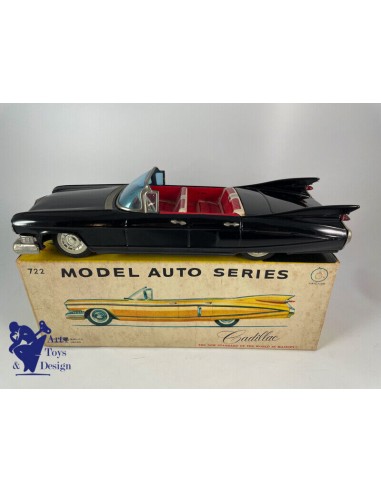 JOUET ANCIEN BANDAI CADILLAC CONVERTIBLE 60' MODEL AUTO SERIES TIN FRICTION 30CM les ctes