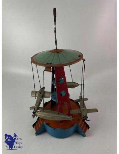 JOUET ANCIEN MANEGE CAROUSEL W&K WILHELM KRAUSS AVION ZEPPELIN C.1920 H 26CM prix