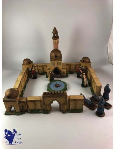 JOUET ANCIEN JRD FIGURINES TRES RARE MEDINA AVEC 4 SPAHIS ET 4 TOUAREGS 47X47CM la colonne vertébrale