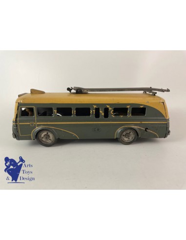 JOUET ANCIEN CR ROSSIGNOL AUTOCAR TROLLEY ECLAIR VERS 1950 26CM Pour