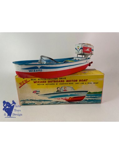 JOUET ANCIEN Y YANO MAN TOYS JAPON WIZARD OUTBOARD MOTOR BOAT VERS 1960 paiement sécurisé